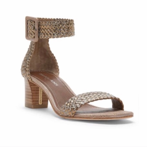 🆕 DONALD PLINER FAE Woven Metallic Heeled Sandal - Picture 2 of 3